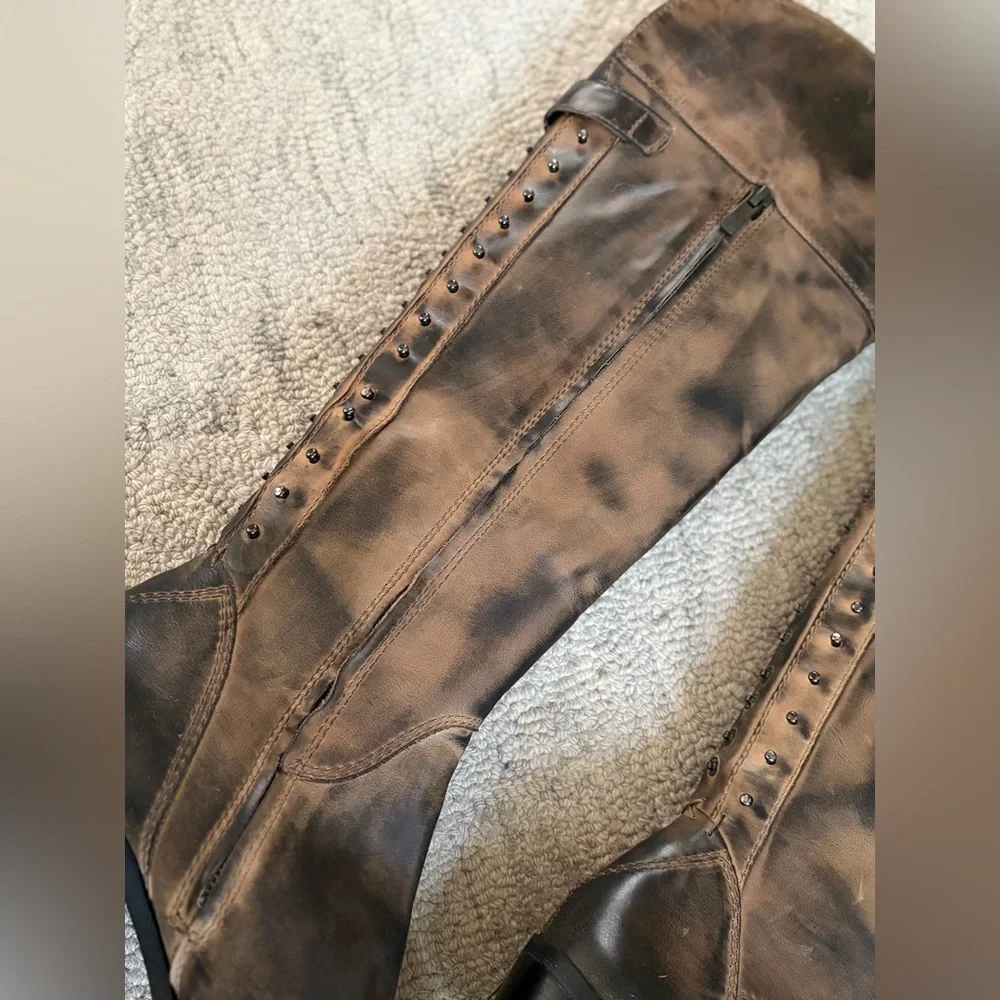 Vince Camuto NWOT Distressed Studded Leather Knee High Boots 11B